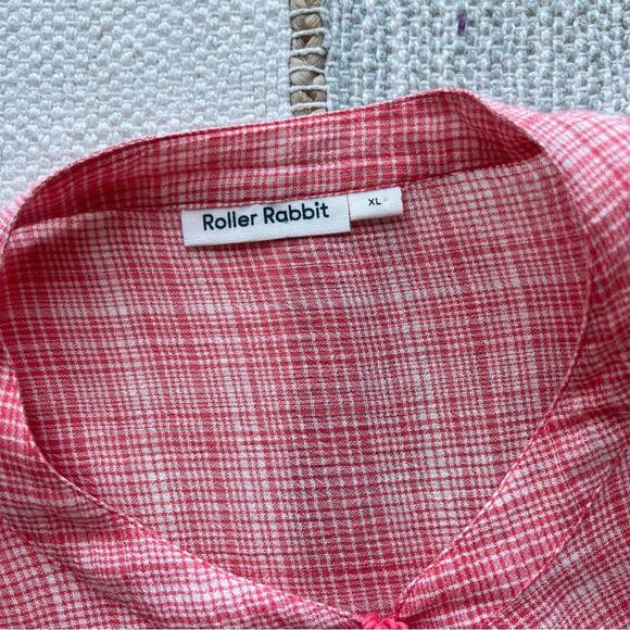 Roller Rabbit Shelter Island Adlaz Orange Plaid Oversized Tunic Top Women’s XL - Picture 8 of 9